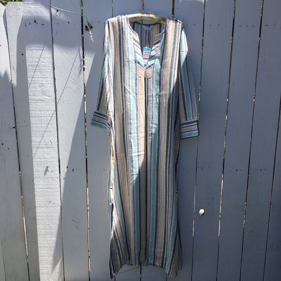 NWT. SPLENDID X GRAY MALIN Playa Striped Linen-Blend Maxi Dress. Size Large. - Picture 3 of 11